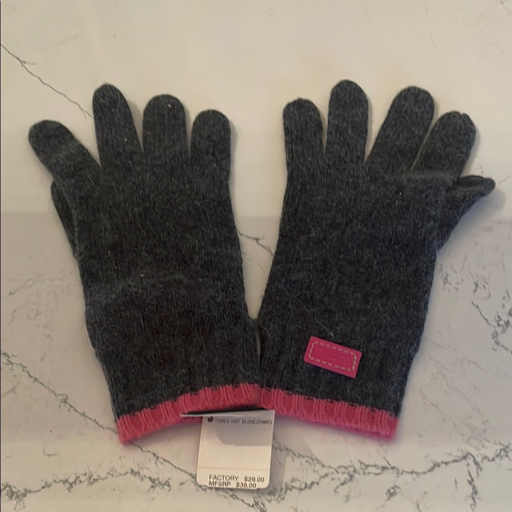 Coach Factory Charcoal and Pink Gloves